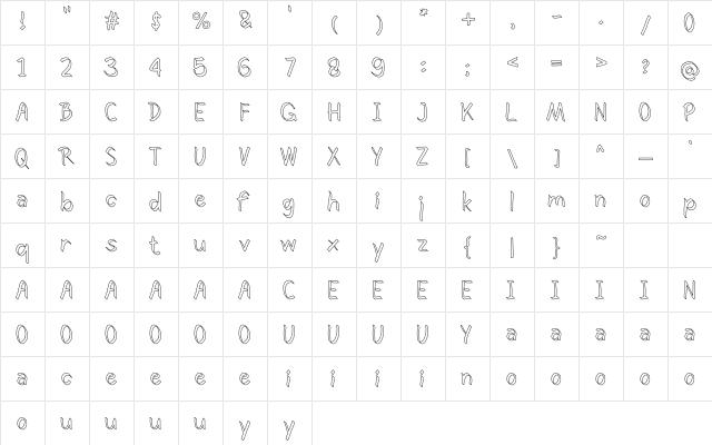 Background Regular  glyph index