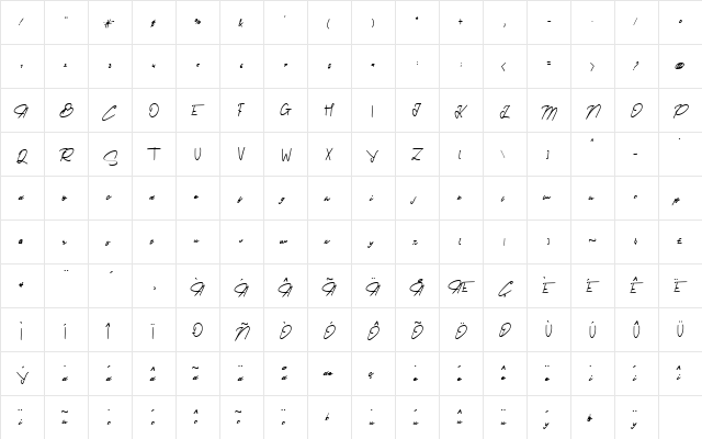Provincia Regular  glyph index