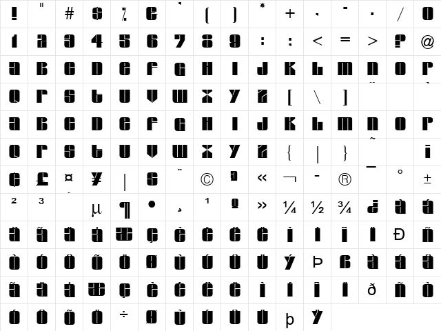 Glaze Normal  glyph index