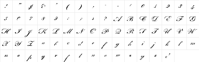 James II WF Regular  glyph index