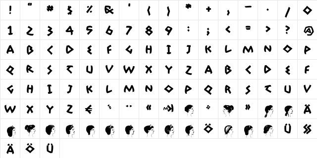 Adonis Bold  glyph index