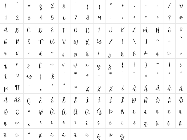 Effingham - Personal Use Regular  glyph index
