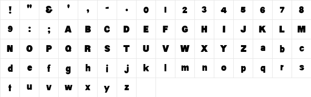 Black Gothic HPLHS  glyph index