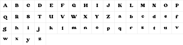 Margin DEMO Regular  glyph index