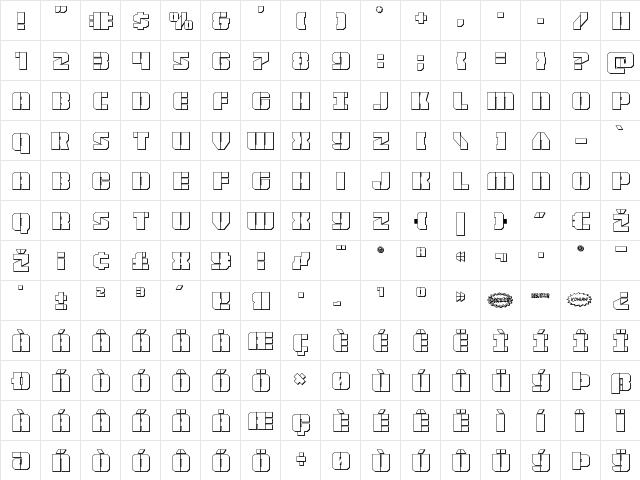 Warp Thruster 3D Regular  glyph index