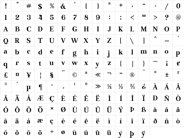 MagicalSource Medium  glyph index