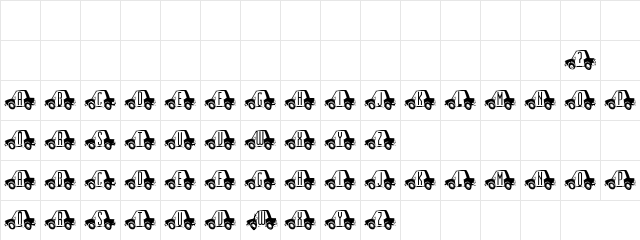 Drive Away Regular  glyph index