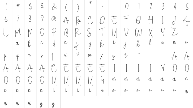 Eighties Signature Regular  glyph index