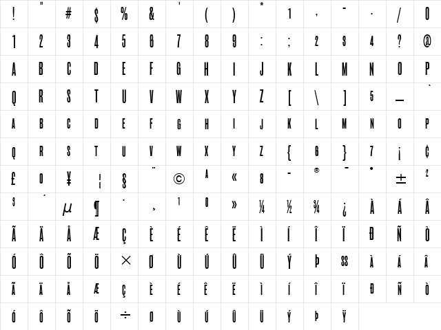 Roswell SC Three ITC Medium  glyph index
