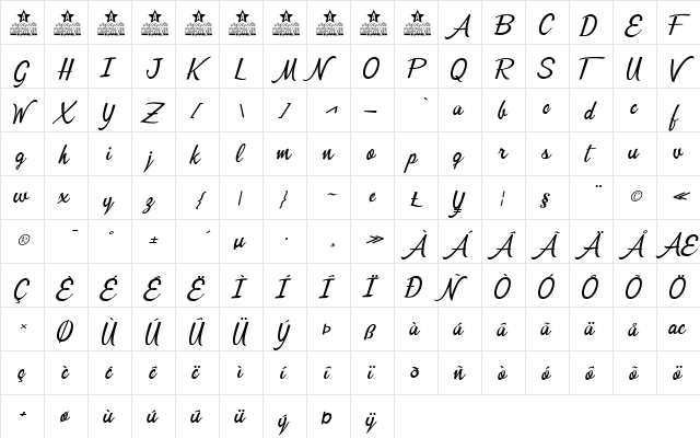 Bunch of Flowers Personal Use Regular  glyph index