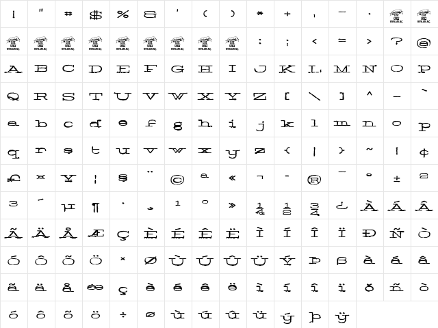 Normale Personal Use Regular  glyph index