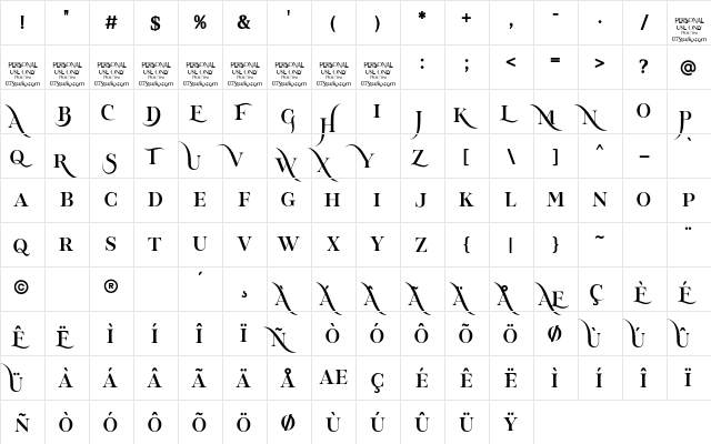 Tornado Regular  glyph index