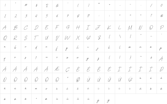 Kadung Tresno Tresno  glyph index