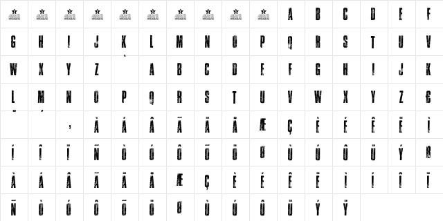 TRAFFIC PERSONAL USE Regular  glyph index