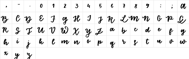 Floret Sample Regular  glyph index
