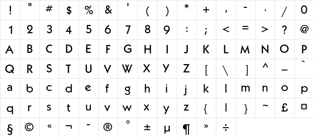 KabelC Medium Regular  glyph index