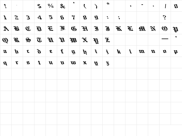 English Towne-Normal Lefty Wide Regular  glyph index