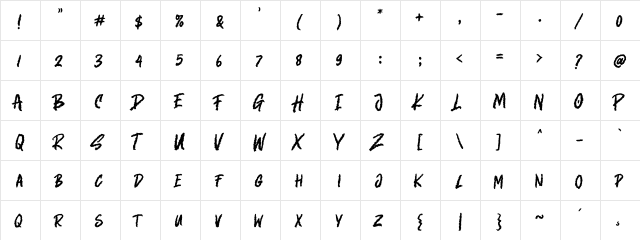 Brocken Regular  glyph index