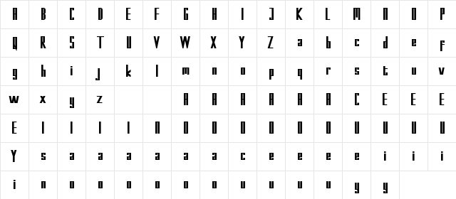 Kempton Demo Sans Serif Regular  glyph index