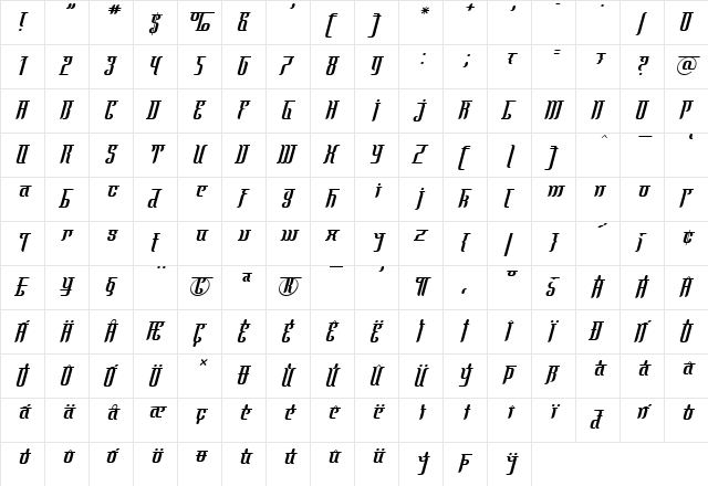 Mata Hari Exotique  glyph index