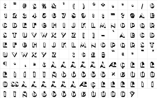 BroadwayEngDSh1 Regular  glyph index