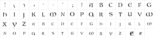 Angst 1 Regular  glyph index