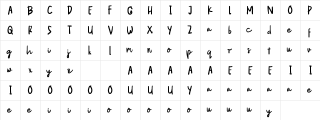 Verbally Regular  glyph index