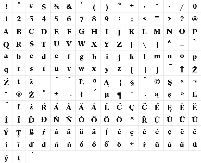 ContusTEEMed Regular  glyph index