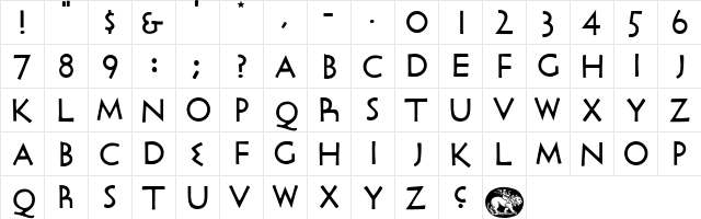 Ovid Regular  glyph index