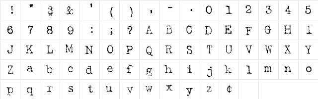 tsp pi 1 Regular  glyph index