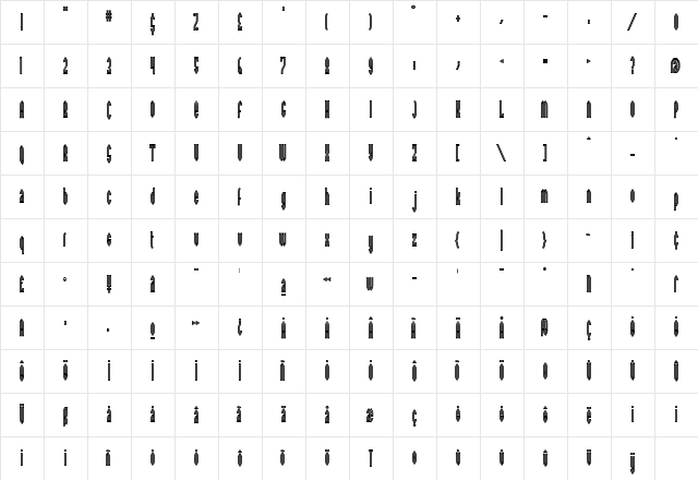 Bromide Bold  glyph index