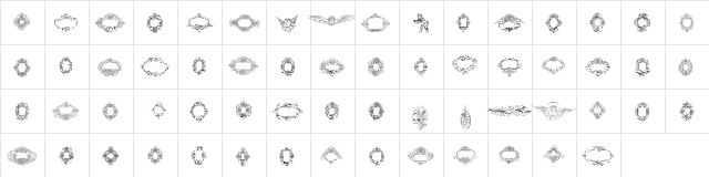 Rough Calligraphic Frames Regular  glyph index