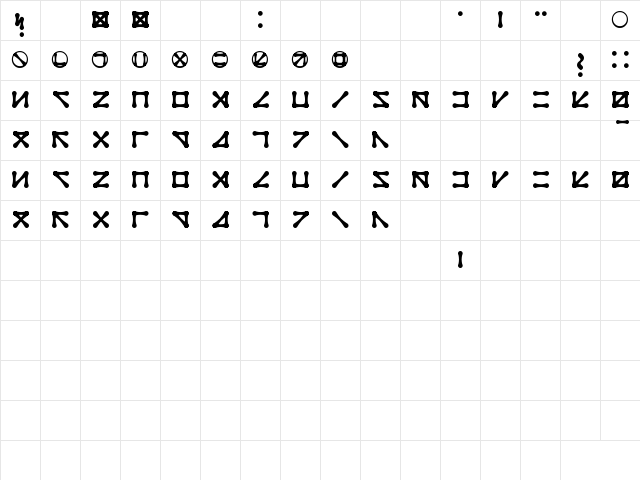 Q-Bert's Funeral Regular  glyph index