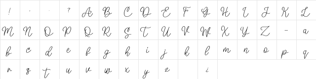 Mellyna Regular  glyph index