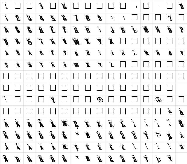 FZ WARPED 22 LEFTY Normal  glyph index