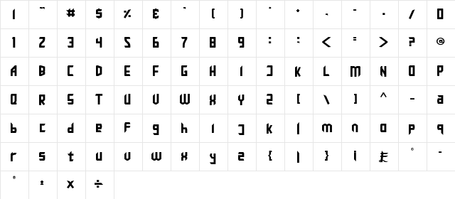 ZEROHATE Regular  glyph index