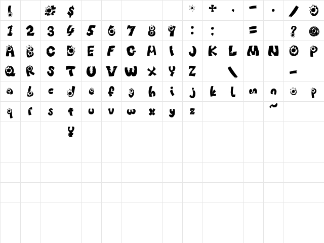 After_Attack Regular  glyph index