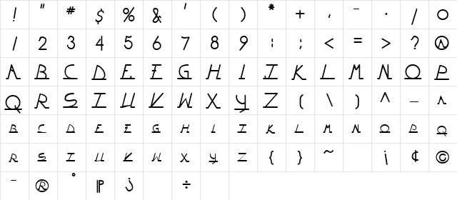 Wiltonian Regular  glyph index