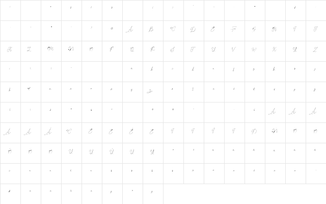 Claire Script Regular  glyph index