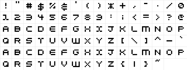 eelfont001 Regular  glyph index