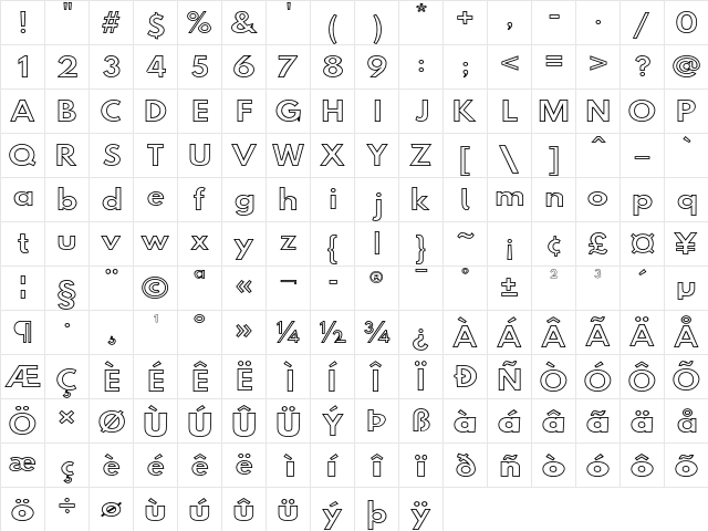 Hussar Simple SuprExtGho  glyph index