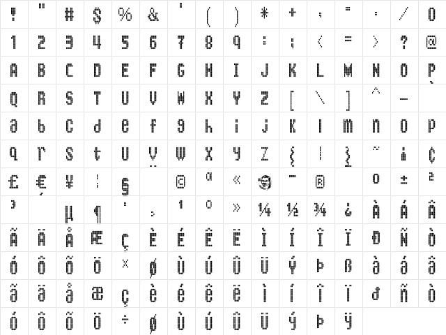 KingBus Regular  glyph index