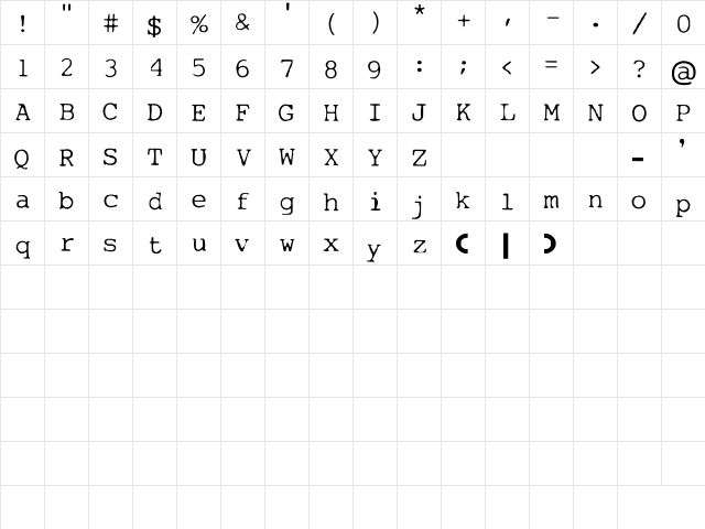 My type of font Regular  glyph index