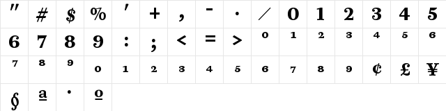 PB6TTP-BoldFrac Regular  glyph index