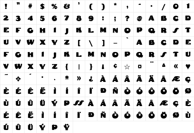 DS Fatty Contour Regular  glyph index