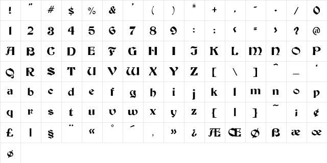 Elmtree Medium Regular  glyph index