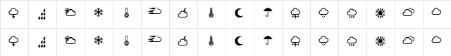 Weather Symbols Regular  glyph index