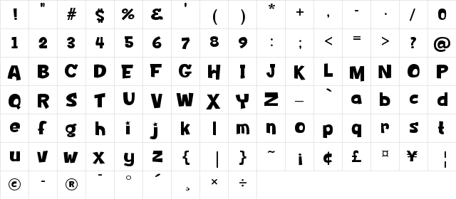 President Trump Regular  glyph index