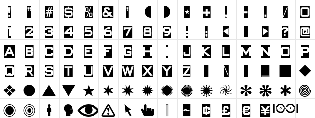 Swish Buttons NF Regular  glyph index