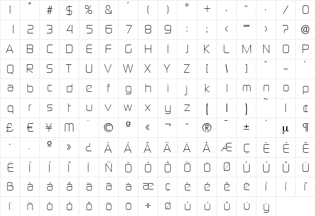 RandyBecker Regular  glyph index